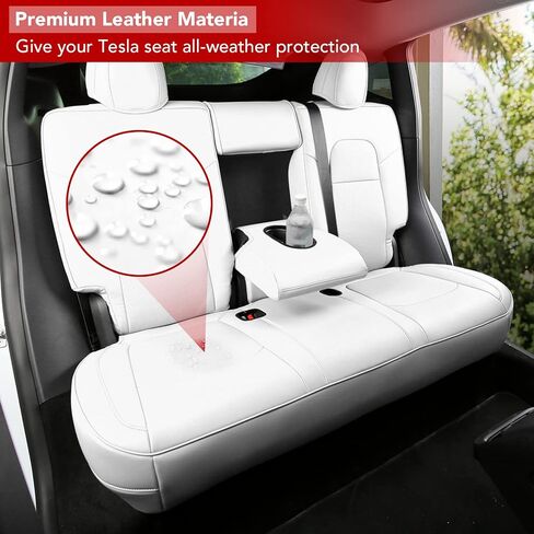 BASENOR 2024 Upgrade Tesla Model Y Seat Cover Black Leather Car 5-Seater Cushion Protector Custom Fit for Tesla Model Y 2020 2021 2022 2023 2024 Black in Saudi Arabia
