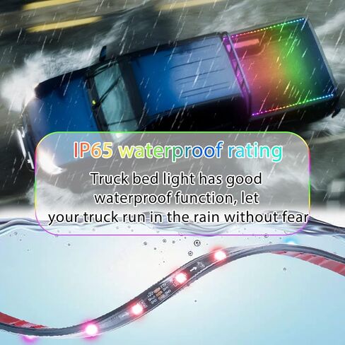 Dreamcolor Chasing LED أضواء سرير الشاحنة، إضاءة سرير الشاحنة، أضواء سرير الشاحنة الملونة المتزامنة مع الموسيقى، تستخدم لالتقاط الشاحنات، للاستخدام الداخلي والخارجي، 12 فولت 3 قطع 60 بوصة in Kuwait