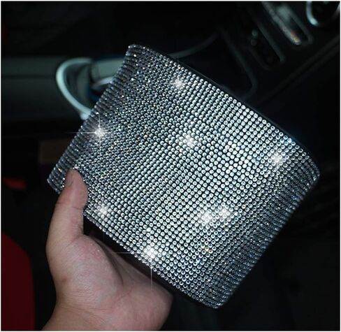 Bling Car Garbage Can Plastic Trash Bin Hanging Wastebasket with Sparkle Rhinestones in Saudi Arabia