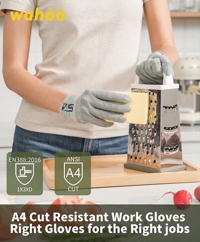 قفازات LANON Wahoo المقاومة للقطع ANSI A4 قفازات عمل مقاومة للقطع، خفيفة الوزن ورقيقة للغاية، خالية من الألياف الزجاجية، ملاءمة مريحة ثلاثية الأبعاد، قابلة للتنفس، قفازات أمان مضادة للقطع، زوج واحد، صغير in Kuwait