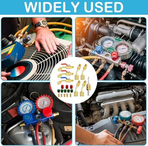 21Pcs Small Split Adapter Kit, R410A Adapter R410A Refrigerant Low Loss Fittings HVAC for R410A R134A R12 R22 Refrigerant, Air Conditioning Refrigerant Angled Ball Valve 1/4 Inch for Split System in Saudi Arabia