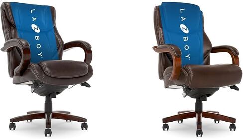 La-Z-Boy Bellamy Executive Office Chair with Memory Foam Cushions & Delano Big & Tall Executive Office Chair, High Back Ergonomic Lumbar Support, Bonded Leather, Brown in Saudi Arabia