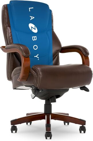 La-Z-Boy Bellamy Executive Office Chair with Memory Foam Cushions & Delano Big & Tall Executive Office Chair, High Back Ergonomic Lumbar Support, Bonded Leather, Brown in Saudi Arabia