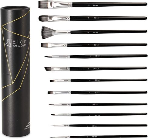 Elan Detail Paint Brush Set, 12 Oil Paint Brushes for Acrylic Painting, Small Paint Brush Fine Detail Set, Watercolor Brushes Set, Artist Brushes, Art Brushes, Acrylic Paint Brushes Set Paint Set in Kuwait