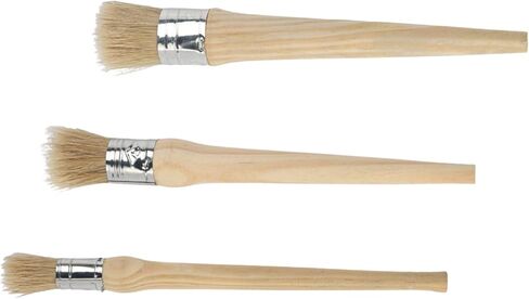 3 قطع فرشاة طلاء مستديرة بشعيرات طبيعية، مجموعة فرشاة شمع طلاء الطباشير، فرشاة طلاء الأثاث للمشاريع اليدوية DIY ديكور المنزل (20 مم 25 مم 30 مم) in Kuwait