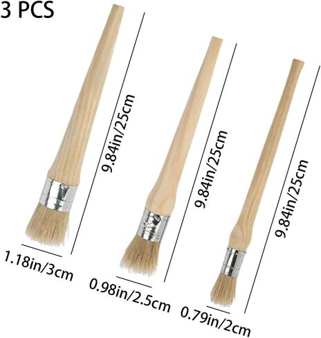 3 قطع فرشاة طلاء مستديرة بشعيرات طبيعية، مجموعة فرشاة شمع طلاء الطباشير، فرشاة طلاء الأثاث للمشاريع اليدوية DIY ديكور المنزل (20 مم 25 مم 30 مم) in Kuwait