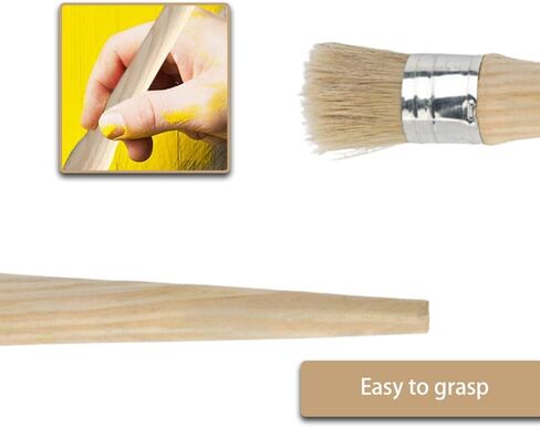 3 قطع فرشاة طلاء مستديرة بشعيرات طبيعية، مجموعة فرشاة شمع طلاء الطباشير، فرشاة طلاء الأثاث للمشاريع اليدوية DIY ديكور المنزل (20 مم 25 مم 30 مم) in Kuwait
