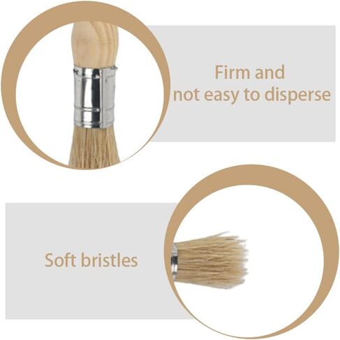 3 قطع فرشاة طلاء مستديرة بشعيرات طبيعية، مجموعة فرشاة شمع طلاء الطباشير، فرشاة طلاء الأثاث للمشاريع اليدوية DIY ديكور المنزل (20 مم 25 مم 30 مم) in Kuwait