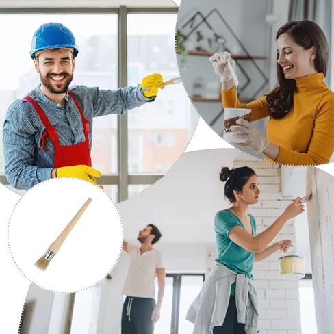 3 قطع فرشاة طلاء مستديرة بشعيرات طبيعية، مجموعة فرشاة شمع طلاء الطباشير، فرشاة طلاء الأثاث للمشاريع اليدوية DIY ديكور المنزل (20 مم 25 مم 30 مم) in Kuwait