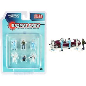 Hazmat Crew 6 Piece Diecast Figurine Set for 1/64 Scale Models by American Diorama 76466