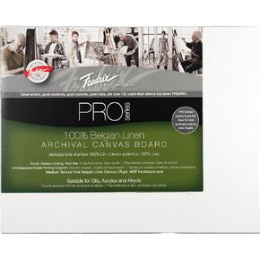 Fredrix PRO Series Archival Linen Canvas Board, 8" x 10", White