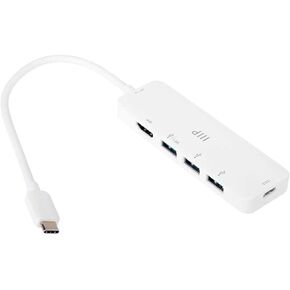 Monoprice 5-in-1 USB-C to 4K HDMI Display Adapter and USB Hub (4K@60Hz) Fast Charge, 100W PD 3.0, 5Gbps, Portable, Plug-n-Play, Compatible with Windows and MacOS Operating Systems, White