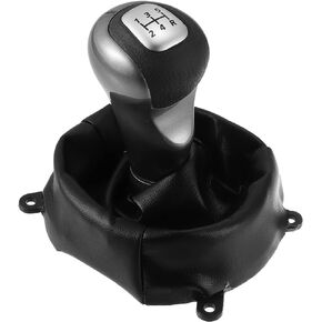 X AUTOHAUX 1 Set Manual Gear Shift Knob 5 Speed with Faux Leather Boot for Honda Civic 2006-2011 54102-SNA-A01 Silver Tone