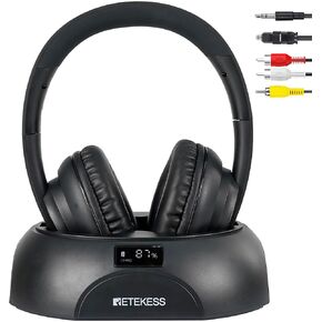 Retekess TA006 TV Headphones Wireless for Seniors,Wireless Headphones for TV,Power Display,No Lip-Sync Delay,Support Optical,Coaxial,AUX, RCA,TV Headphones with Charging Dock (Pack of 1)
