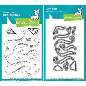 Lawn Fawn - Just Plane Awesome Sentiment Trails - Stamps, Dies and Pocket
