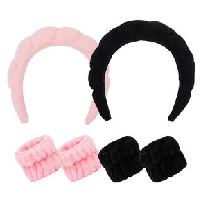 Face Wash Headband and Wristband Set, Puffy Headband for Women Girls, Skincare Headbands for Face Washing Shower Skin Care Yoga