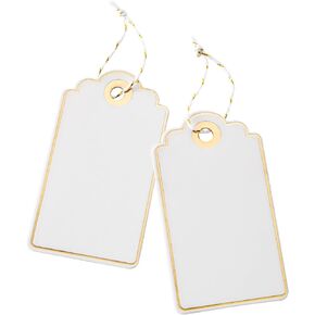 100 PCS 3.5 x 2 inches White Paper Gift Tags with String for Christmas by SUNCOLOR