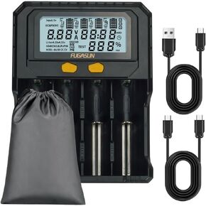 شاحن بطارية 4 Bay 26650 21700 مع اختبار السعة، شاحن FUGASUN 4 Bay PD Fast/QC 3.0 شاحن بطارية 18650 26650 شاحن لـ 32700 32650 26700 22700 21750 20700 Ni-MH مع لوح حماية in Kuwait