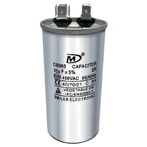 CBB65 45 uF 5% 45 MFD 450 VAC Round Run Start Capacitor for HVAC and AC Motor, Fan, Cool or Heat Pump