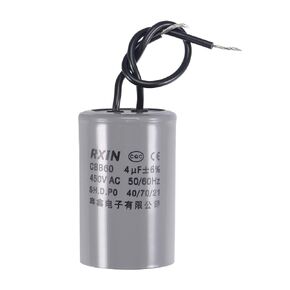 uxcell CBB60 Run Capacitor 4uF 450V AC 2 Wires 50/60Hz Cylinder 54x34mm for Air Compressor Water Pump Motor
