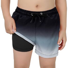 American Trend Boys Swim Trunks with Compression Liner Swim Shorts Quick Dry Swimsuit Swimwear Bathing Suit Kids Youth Short