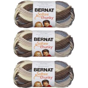 Bernat Softee Chunky Yarn Bundle Super Bulky Number 6, 3 Skeins (Natures Way Ombre)