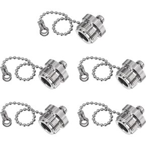 BOOBRIE 5PCS UHF/N-Type Dust Cap for UHF Male Dust Cap RF PL259 Connector Protective Cover with Chain N-Type Male Coax Cap Nickel-Plated