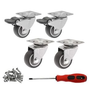 Luomorgo 4 Pack 1.25" Caster Wheels Rubber Swivel Heavy Duty Casters with 360 Degree Top Plate, 140 lbs Total Capacity Caster for Set of 4 (2 with Brakes & 2 Without)