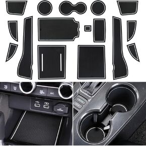 Center Console Liner for Honda Civic Accessories 11th Gen Sedan 2022 2023 2024 2025, Cup Holder Mat, Coaster Trim, Door Slot Pad, Non-Slip Interior, Custom Rubber Decoration Insert (16pcs, Red)