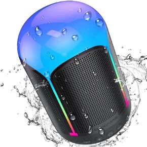 Bluetooth Speaker, Vibe Protable Wireless Speaker with RGB LED Light, IPX7 Waterproof, Rich Bass, APP Control, Bluetooth 5.0 for Party Beach Outdoor - Black