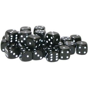 30x D6 Dice Pack | 10mm Classic Black Spot Six Sided Dice Set | For Classic and Professional Tabletop Dice Games | By Warlord Games