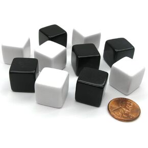 Koplow Games Set of 10 D6 16mm Blank Opaque Inverse Dice - 5 Black and 5 White in Kuwait