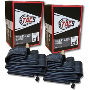Bicycle Inner Tube, 26 x 1.95-2.125, Regular Schrader Valve 32mm - Bundle Options Available w/Rim Strips and Tire Levers