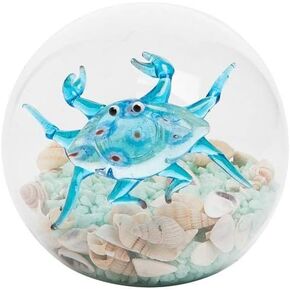 Beachcombers B22414 Glass Crab Ball with Sand and Shells, 2.95-inch High