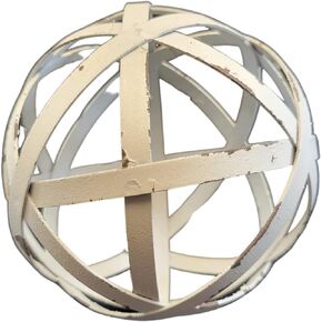 Audrey's Woven White Decorative Metal Accent Ball 4 inch diameter
