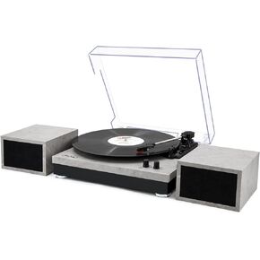 Vinyl Record Player with Dual Portable Stereo Speakers, 3-Speed Belt-Drive Turntable with BT 5.0 Wireless Music Streaming, RCA Output, Auto-Stop Switch | Light Gray Marbling