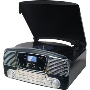 TechPlay ODC35BT with Bluetooth, 3 Speed Turntable Programmable MP3 CD Player, USB/SD, Radio & Remote Control
