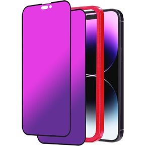 Compatible with iPhone 14 Pro Max Privacy Screen Protector Private Tempered Glass mirror Anti Bluelight colorful Film Anti-Scratch Anti-Spy HD clear 6.7 inch 2 pack (Purple) in Kuwait