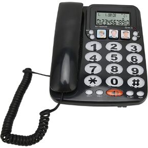 Corded Phone Big Button, Hands Dial Photo Memory Corded Phone, Amplified Senior Desk Phone with Speaker and Memory, One Touch Dialing, Caller ID, Flashing Alerts, Dual Ports (Red)