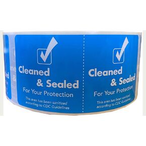 Cleaned and Sealed Tamper Seal Labels Blue 2 x 4 Inch 500 Total Labels Tamper Evident Tape for Hotels, House, & Car Rentals, Strong Removable Adhesive, Tamper Tape Indicates Cleanliness & Security