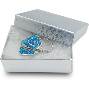 TheDisplayGuys - 100-pack - Cardboard Paper Jewelry Gift Boxes with Cotton - #32 Silver Foil - (3.2 x 2.3 x 1.1)