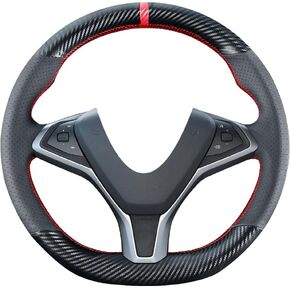 DIY Carbon Fiber Steering Wheel Covers for Tesla S Sedan 2012-2020 / Model X SUV 2016-2020 15 inches Leather Interior Accessories