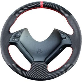 DIY Carbon Fiber Steering Wheel Covers for Infiniti G37 2008-2013 / G25 EX35 EX25 EX37 Q60 2014 QX50 Q40 IPL G G35 Sport 15 inches Stitching Leather Interior Accessories