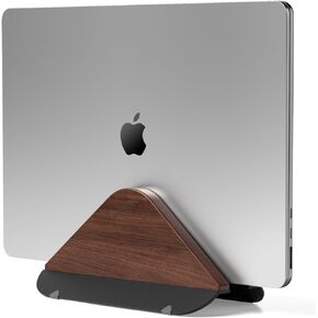 Wood Vertical Laptop Stand, Desktop Space Saving, Suitable for MacBook, MacBook Pro, MacBook air and Other Laptops,Gravity Auto Locking Upright Laptop Holder for Desk (Wood)