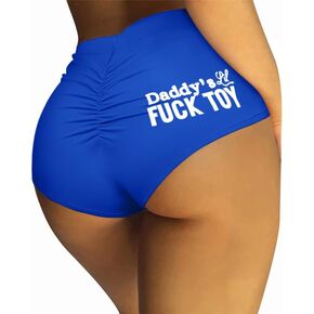 Womens Yoga Shorts High Waisted V Back Ruched Sport Dancing Hot Summer Booty Briefs with Printed