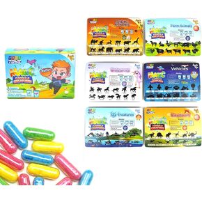 GosuToys Magic Capsule Creatures - 6 Theme Packs with 12 Capsules Each - Farm, Sea, Unicorns, Dinosaurs, Safari, Vehicles - Place in Water and Watch Them Grow (6 Pack (1 of Each Theme))