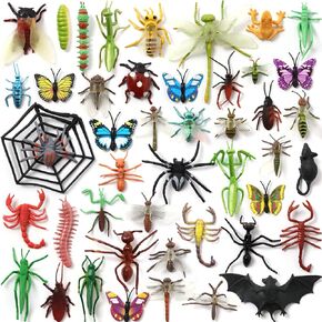 Insect Bug Toy Figures for Kids, 45Pack Realistic Insects Toy for Kid Colorful Assorted Play Bug for Children Toddler Education Insect Themed Party Gift for Halloween Filler Cupcake Topper