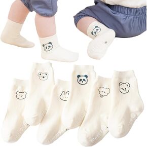 جوارب للأطفال الصغار مع مقابض غير قابلة للانزلاق للأطفال، جوارب قطنية لطيفة مضادة للانزلاق لمدة 1-9 سنوات للأولاد والبنات، عبوة من 6 قطع in Kuwait