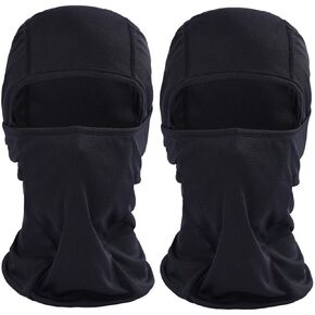 Balaclava Face Windproof Ski Mask Neck Warmer Tactical Hood Polyester 2 Pack Black
