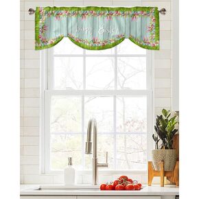 Sunflower Window Valances Rod Pocket Short Kitchen Curtain Panels Farm Watercolor Sunflower Valance Curtains, Black White Buffalo Plaid Window Treatment for Bathroom Living Room Bedroom Decor 54x18In